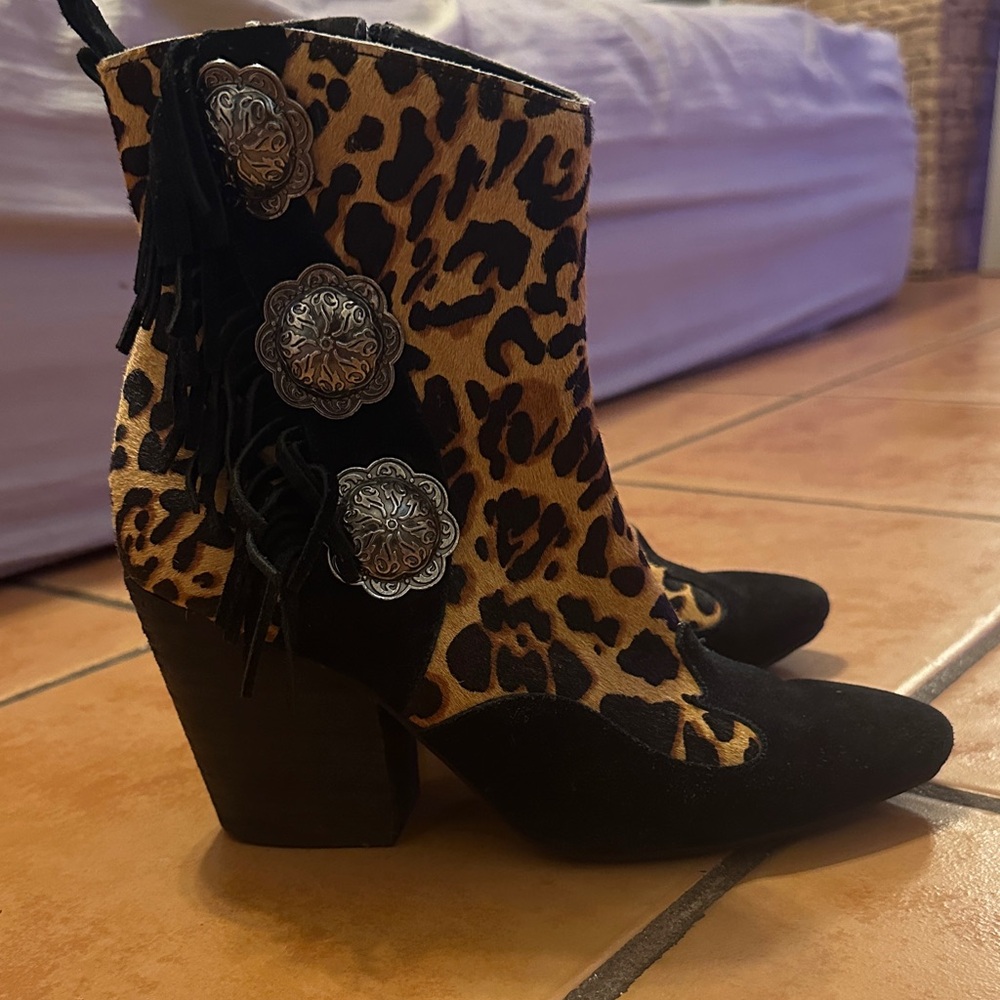 Naughty Monkey Leopard Heeled Booties